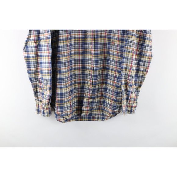 Vintage 90s Tommy Hilfiger Mens Medium India Madras Plaid Collared Button Shirt - Picture 3 of 8